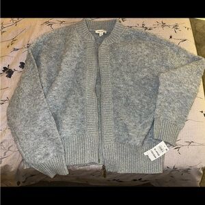 Cozy Light Gray Zip Cardigan Sweater